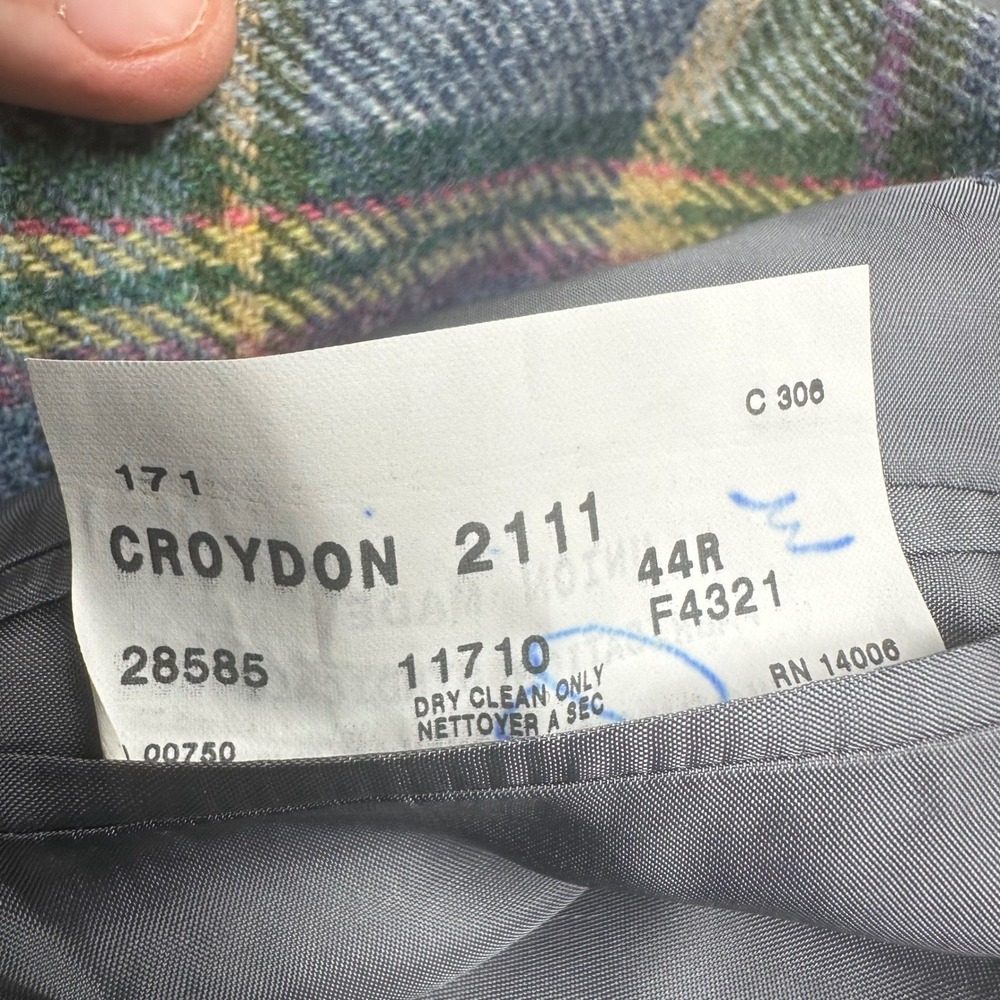 Maus & Hoffman Mens 44R Plaid Sport Coat Blazer Blue Green Made in Canada 2111 - Picture 4 of 7